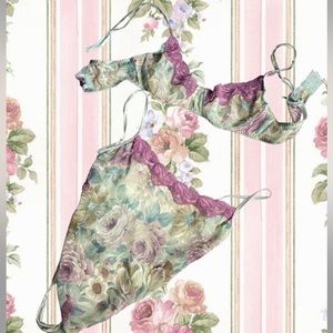 Vintage gold label super old Victoria’s Secret delicate silk teddy/ bra set